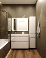 Шкаф пенал для ванной Style Line Атлантика 35 Люкс Plus L, с бельевой корзиной, антискрейч