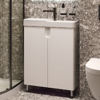 Тумба с раковиной Belux Даллас 55 L напольная, белая глянцевая