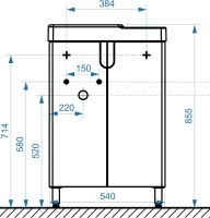 Тумба с раковиной Belux Даллас 55 L напольная, белая глянцевая