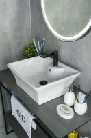 Накладная раковина GID Geometrico N9108 49 глянцевая белая, прямоугольная, фаянс, с 1 отверстием под смеситель