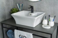 Накладная раковина GID Geometrico N9108 49 глянцевая белая, прямоугольная, фаянс, с 1 отверстием под смеситель