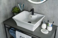 Накладная раковина GID Geometrico N9108 49 глянцевая белая, прямоугольная, фаянс, с 1 отверстием под смеситель