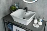 Накладная раковина GID Geometrico N9108 49 глянцевая белая, прямоугольная, фаянс, с 1 отверстием под смеситель