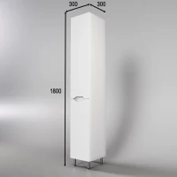 Шкаф пенал для ванной Style Line Марелла 30 L, антискрейтч, белый матовый