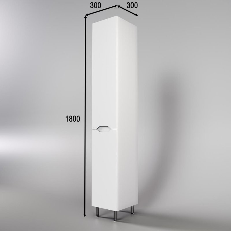 Шкаф пенал для ванной Style Line Марелла 30 L, антискрейтч, белый матовый
