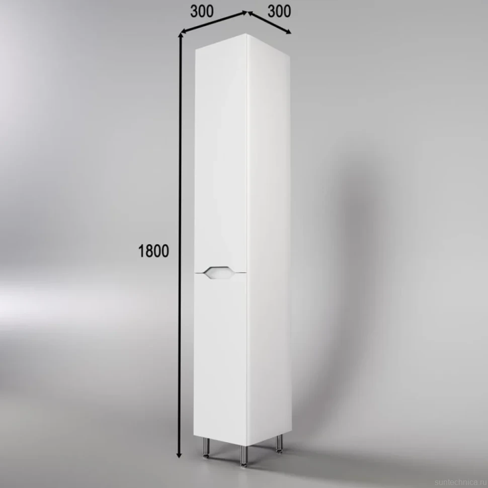Шкаф пенал для ванной Style Line Марелла 30 L, антискрейтч, белый матовый
