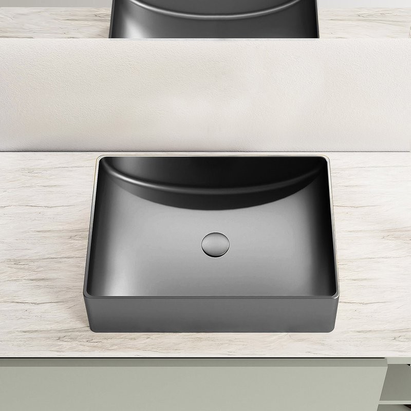 Накладная раковина AltroBagno Futuro 001014 MtGr 50 оружейная сталь, прямоугольная, нержавеющая сталь