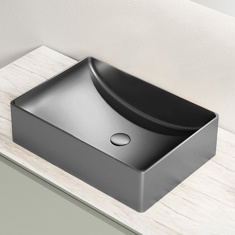 Накладная раковина AltroBagno Futuro 001014 MtGr 50 оружейная сталь, прямоугольная, нержавеющая сталь