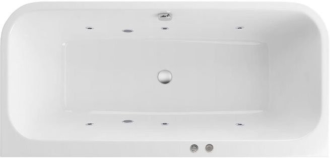 Акриловая ванна Excellent Arana WAEX.ARA18.SOFT 180x85 см, пристенная, с гидромассажем, белая, с каркасом, со сливом-переливом