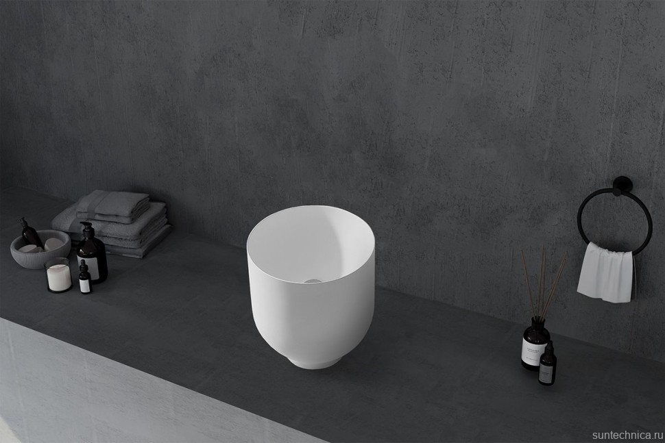 Накладная раковина Abber Stein AS2618 40 матовая белая, круглая, искусственный камень