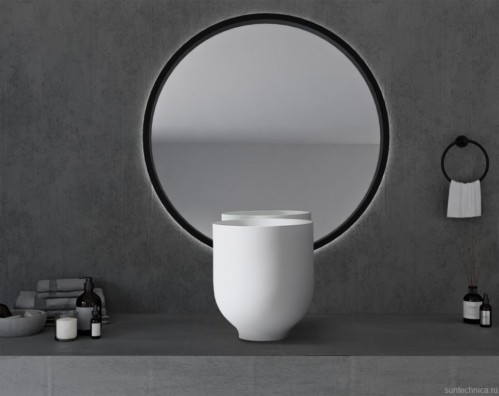 Накладная раковина Abber Stein AS2618 40 матовая белая, круглая, искусственный камень