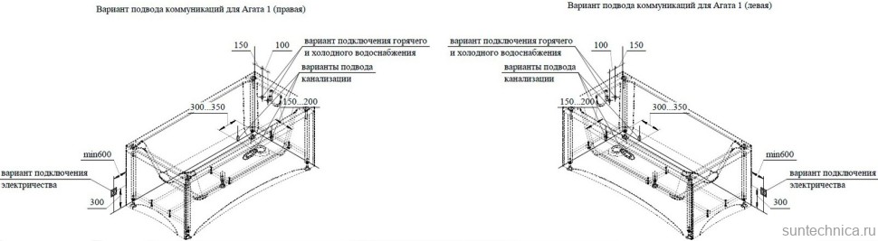 Акриловая ванна Radomir Vannesa Агата 2-01-0-0-1-224Р 150x70 см, левая, пристенная, белая, с каркасом