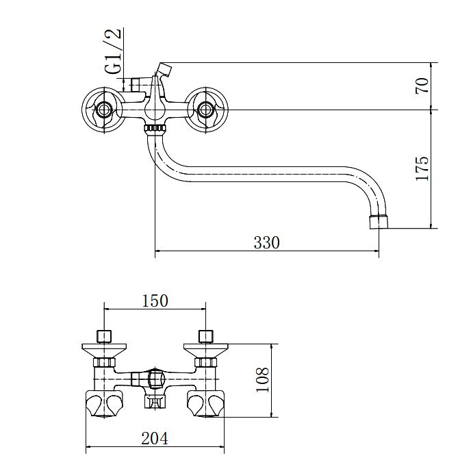 Смеситель с длинным изливом для ванны Fashun A2226-2 хром