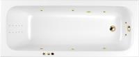 Акриловая ванна WHITECROSS Vibe 0105.170070.100.SMARTNANO.GL 170x70 см, пристенная, с гидромассажем, белая, с каркасом, со сливом-переливом, с донным клапаном, фурнитура золото