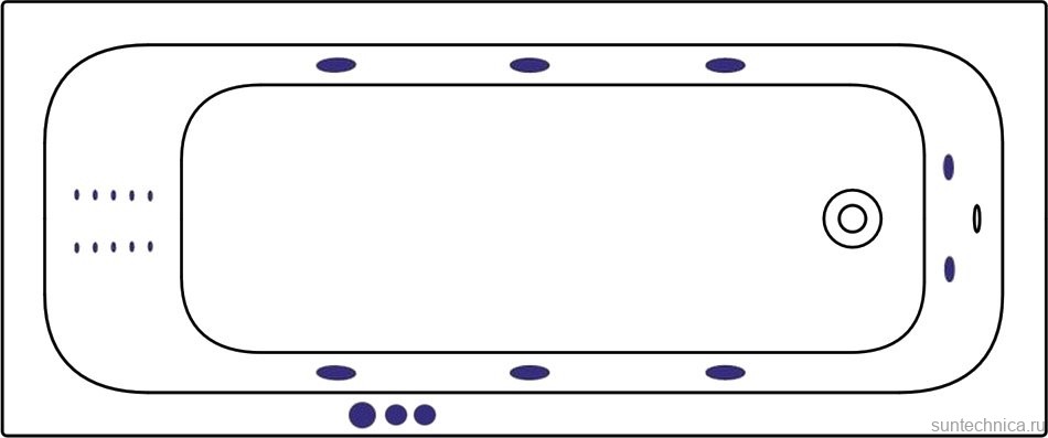 Акриловая ванна WHITECROSS Vibe 0105.170070.100.SMARTNANO.GL 170x70 см, пристенная, с гидромассажем, белая, с каркасом, со сливом-переливом, с донным клапаном, фурнитура золото