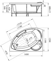 Акриловая ванна Radomir Vannesa Massage 2-75-2-2-0-218 Алари классик, R 170x120 см, угловая, правая, пристенная, с гидромассажем, белая, асимметричная, с каркасом, с экраном, с сиденьем, со сливом-переливом