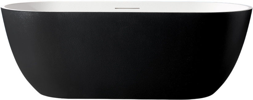 Ванна из искусственного камня Abber Frankfurt AM9941BW 170x75 см, отдельностоящая, матовая черно-белая, овальная, фурнитура белая