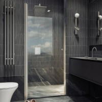 Душевая дверь в нишу Maybahglass MGD-803-5 80 см, профиль хром матовый, стекло прозрачное