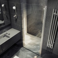 Душевая дверь в нишу Maybahglass MGD-803-5 80 см, профиль хром матовый, стекло прозрачное