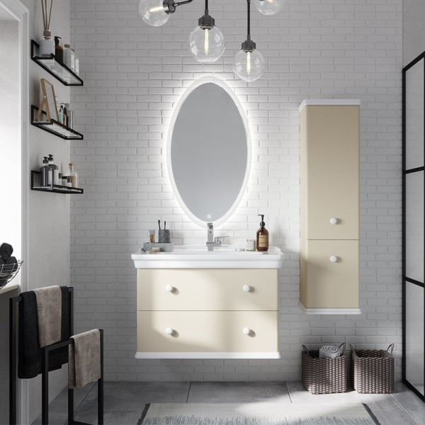 Мебель для ванной комнаты STWORKI Вестерос 85 бежевая, в стиле прованс (гарнитур. комплект)