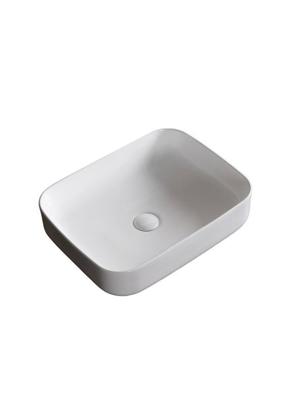 Накладная раковина Ceruttispa CR0084, 50 глянцевая белая, прямоугольная, фаянс