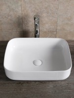 Накладная раковина Ceruttispa CR0084, 50 глянцевая белая, прямоугольная, фаянс