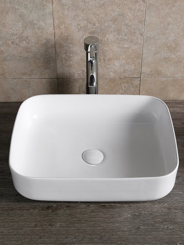 Накладная раковина Ceruttispa CR0084, 50 глянцевая белая, прямоугольная, фаянс