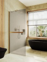 Душевая перегородка Maybahglass MGD-734-3ш 89 см, профиль золото, стекло бронза матовое