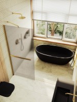 Душевая перегородка Maybahglass MGD-734-3ш 89 см, профиль золото, стекло бронза матовое