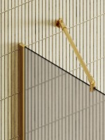 Душевая перегородка Maybahglass MGD-734-3ш 89 см, профиль золото, стекло бронза матовое