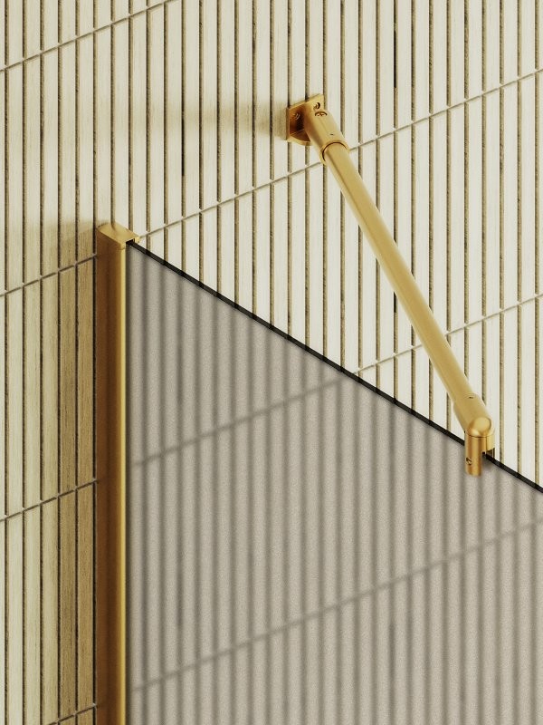 Душевая перегородка Maybahglass MGD-734-3ш 89 см, профиль золото, стекло бронза матовое