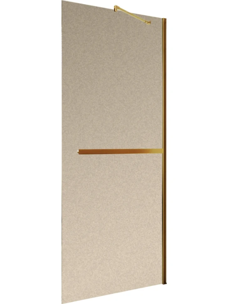 Душевая перегородка Maybahglass MGD-734-3ш 89 см, профиль золото, стекло бронза матовое