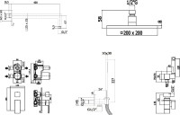 Комплект для ванной Paffoni Elle KITZEL018CR/M С ВНУТРЕННЕЙ ЧАСТЬЮ, верхний душ 20 см, хром