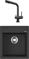 Комплект Мойка Omoikiri Daisen 46-BL черная + Смеситель Nagano PVD-GM вороненая сталь
