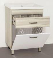 Тумба с раковиной Style Line Ориноко 60 с бельевой корзиной, белая, ориноко
