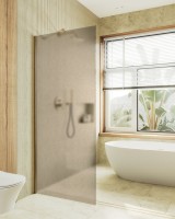 Душевая перегородка Maybahglass MGD-703-3ш 69 см, профиль золото, стекло бронза матовое