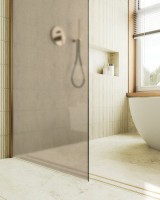 Душевая перегородка Maybahglass MGD-703-3ш 69 см, профиль золото, стекло бронза матовое