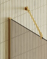 Душевая перегородка Maybahglass MGD-703-3ш 69 см, профиль золото, стекло бронза матовое