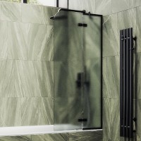 Шторка на ванну Maybahglass MGV-661-6 69 см, профиль черный, стекло сатин