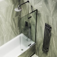 Шторка на ванну Maybahglass MGV-661-6 69 см, профиль черный, стекло сатин