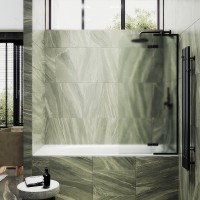 Шторка на ванну Maybahglass MGV-661-6 69 см, профиль черный, стекло сатин