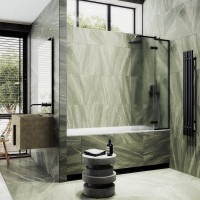 Шторка на ванну Maybahglass MGV-661-6 69 см, профиль черный, стекло сатин
