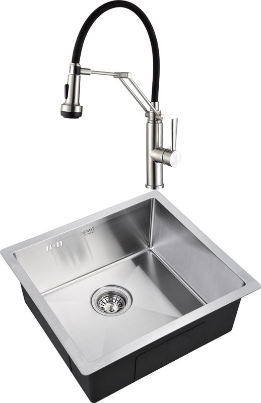 Комплект Мойка Zorg Inox R 4844 + Смеситель Domaci Равенна DCB 7012 сатин, с гибким изливом