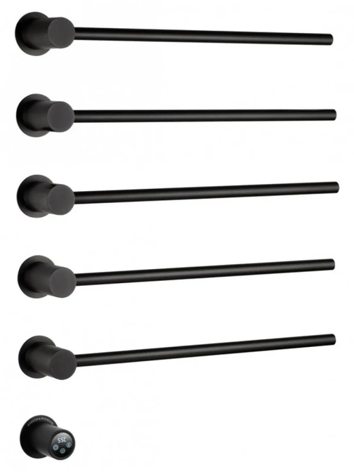 Полотенцесушитель электрический Wonzon & Woghand Hamburg WW-AL315-MB 65x45 см, скрытое подключение слева, матовый черный, лесенка