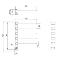 Полотенцесушитель электрический Wonzon & Woghand Hamburg WW-AL315-MB 65x45 см, скрытое подключение слева, матовый черный, лесенка