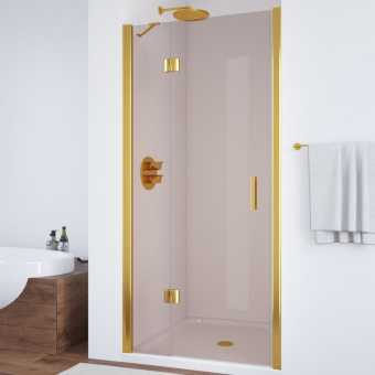 Душевая дверь в нишу Vegas Glass AFP 110 09 05 L вход 63 см, профиль золото, стекло бронза
