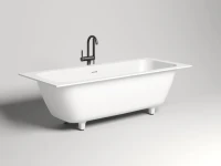 Ванна из искусственного камня Salini Orlanda Axis Kit S-Sense 180x80 см, встраиваемая, матовая белая, на ножках, со сливом-переливом