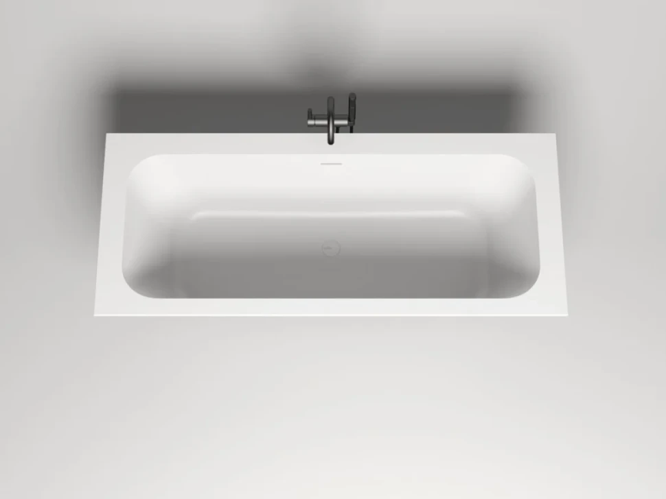 Ванна из искусственного камня Salini Orlanda Axis Kit S-Sense 180x80 см, встраиваемая, матовая белая, на ножках, со сливом-переливом
