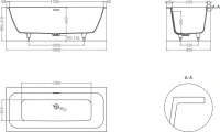Ванна из искусственного камня Salini Orlanda Axis Kit S-Sense 180x80 см, встраиваемая, матовая белая, на ножках, со сливом-переливом