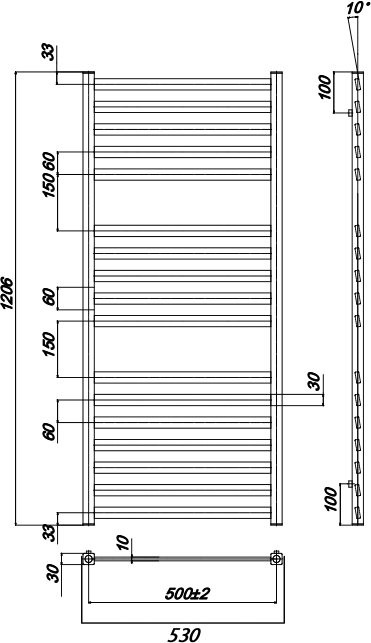 Полотенцесушитель водяной Ravak Degree 0_W 500х120